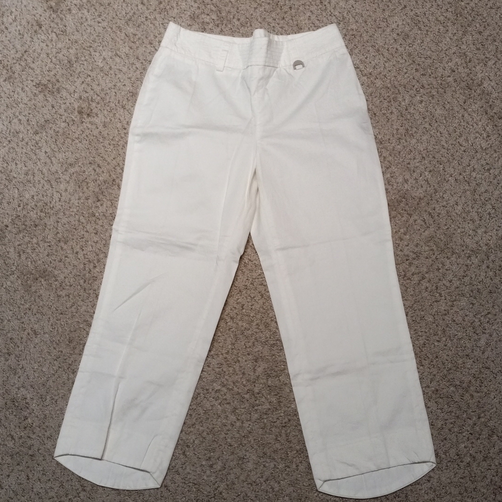 VERSACE SPORT size 42 authentic white 100% cotton pants/capris, $248.00
